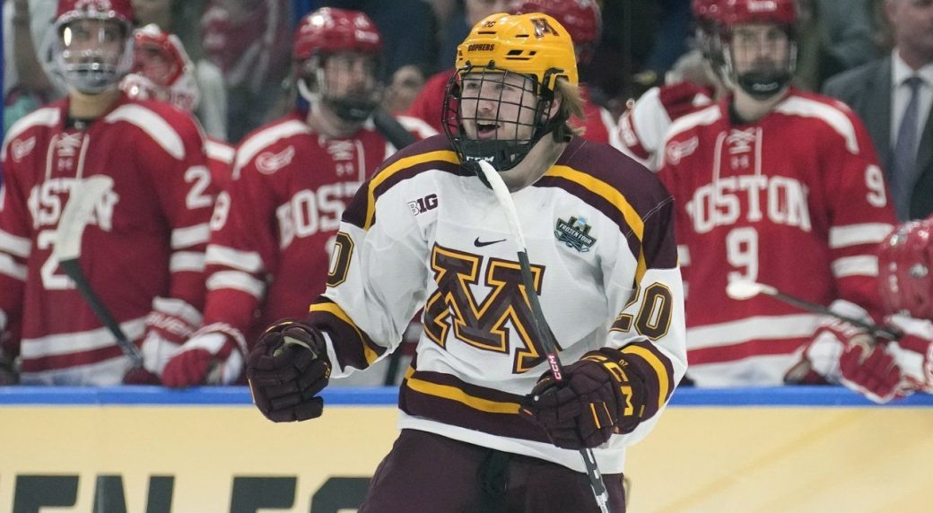 NCAA Frozen Four Minnesota scores four in third period, advance past BU