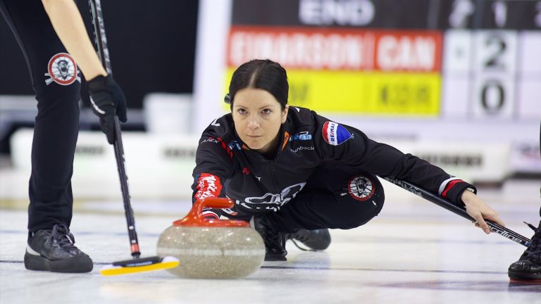 Kerri Einarson in action during round-robin play at the Princess Auto Players' Championship on Wednesday, April 12, 2023, in Toronto. (Anil Mungal/GSOC)