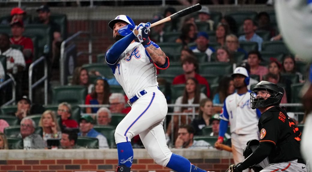 Atlanta Braves' Kevin Pillar plays during the second baseball game