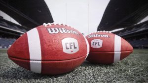 CFL footballs. (The Canadian Press)