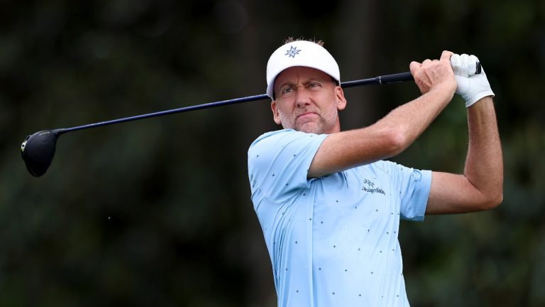 Co-Captain Ian Poulter of Majesticks GC hits his shot from the eighth tee during the pro-am ahead of LIV Golf Tulsa at the Cedar Ridge Country Club on Thursday, May. 11, 2023 in Broken Arrow, Oklahoma. (Photo by Katelyn Mulcahy/LIV Golf via AP)