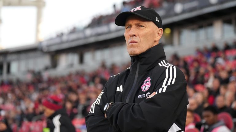 Bob Bradley is photographed during first-half MLS action against New York Red Bulls in Toronto on Wednesday May 17, 2023. (Chris Young/CP)