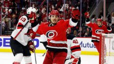 Fast makes up for early gaffe but Meier can&#8217;t as Hurricanes eliminate Devils in OT