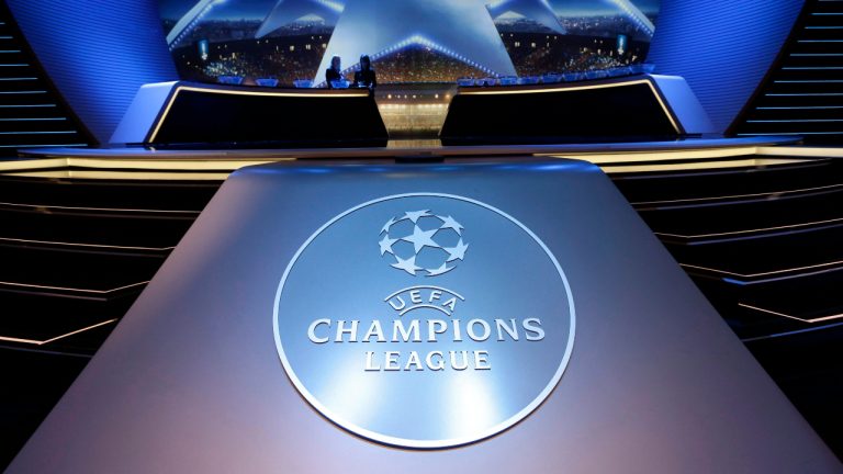 Logo of the UEFA Champions League is dislayed during the UEFA Champions League draw at the Grimaldi Forum, in Monaco, Thursday, Aug. 25, 2016. (Claude Paris/AP)