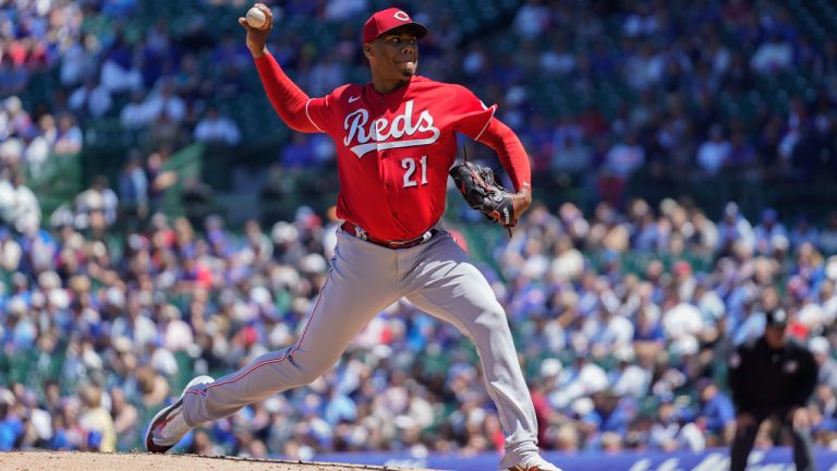 Cincinnati Reds starting pitcher Hunter Greene throws during the first inning of a baseball game against the Chicago Cubs Friday, May 26, 2023, in Chicago. (Erin Hooley/AP)