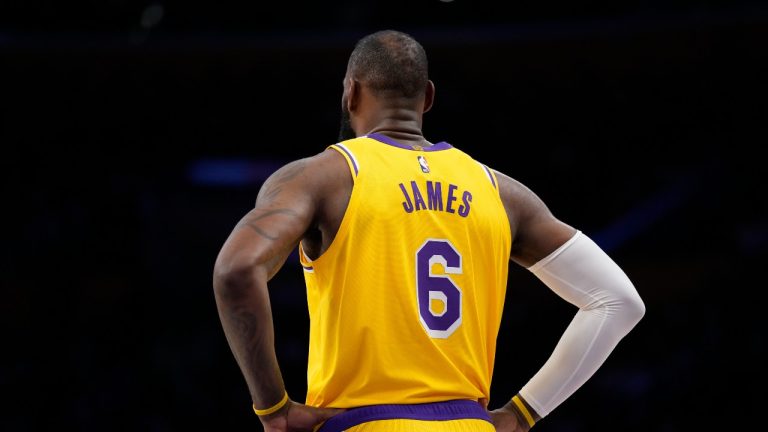 Los Angeles Lakers forward LeBron James in the second half of Game 4 of the NBA basketball Western Conference Final series against the Denver Nuggets Monday, May 22, 2023, in Los Angeles. (Ashley Landis/AP)