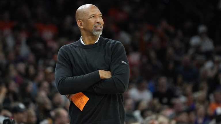 Former Phoenix Suns head coach Monty Williams watches during the first half of Game 6 of an NBA basketball Western Conference semifinal game against the Denver Nuggets, Thursday, May 11, 2023, in Phoenix. (Matt York/AP)