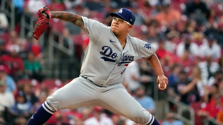 Julio Urias throws during the first inning of a baseball game against the St. Louis Cardinals. (Jeff Roberson/AP)