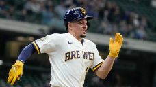 Brewers SS Willy Adames leaves game after getting hit by foul ball while in dugout