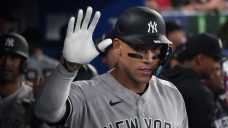 Troll Job? Yankees&#8217; Judge covers his eyes after single vs. Blue Jays