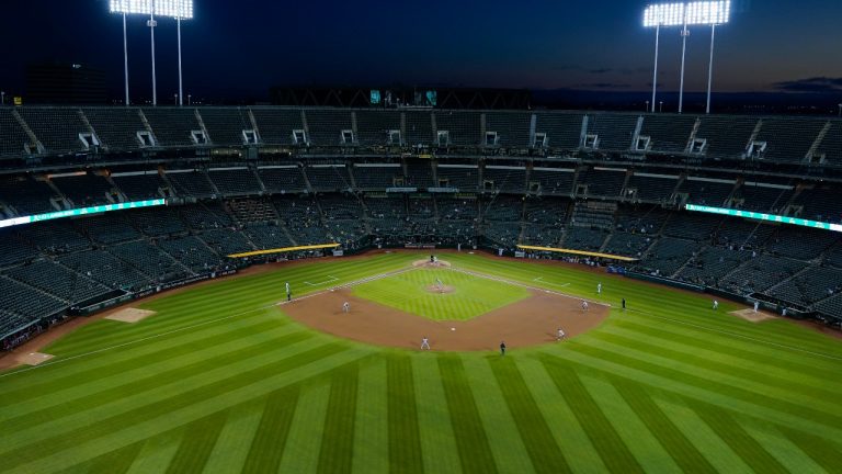 Fans watch a baseball game between the Oakland Athletics and the Arizona Diamondbacks in Oakland, Calif., Monday, May 15, 2023. (Godofredo A. Vásquez/AP Photo)