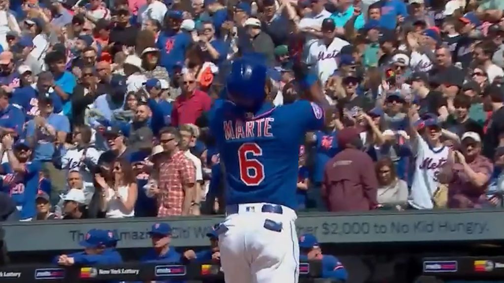 Mets' Starling Marte crushes emotional home run on first pitch