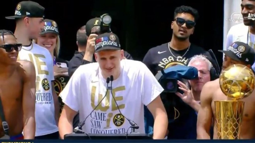 Denver Nuggets' Nikola Jokic locates 'lost' NBA Finals MVP trophy in time  for NBA championship parade 