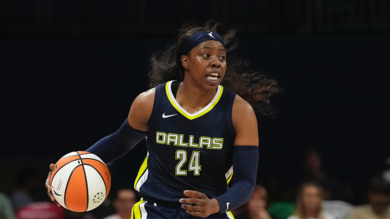 Dallas Wings guard Arike Ogunbowale (24). (LM Otero/AP)