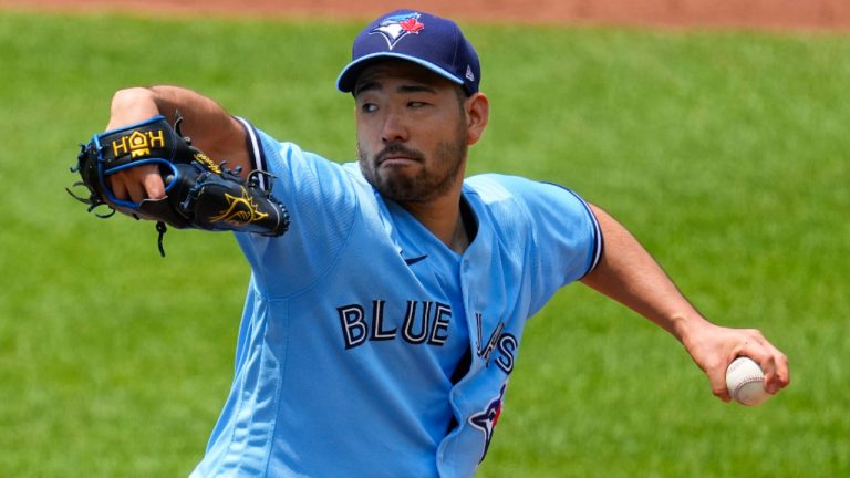 Toronto Blue Jays starting pitcher Yusei Kikuchi throws a pitch to the Baltimore Orioles during the third inning of a baseball game, Thursday, June 15, 2023, in Baltimore. (Julio Cortez/AP) 