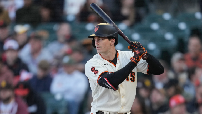 San Francisco Giants' Mike Yastrzemski during a baseball game against the San Diego Padres in San Francisco, Wednesday, June 21, 2023. (AP Photo/Jeff Chiu)