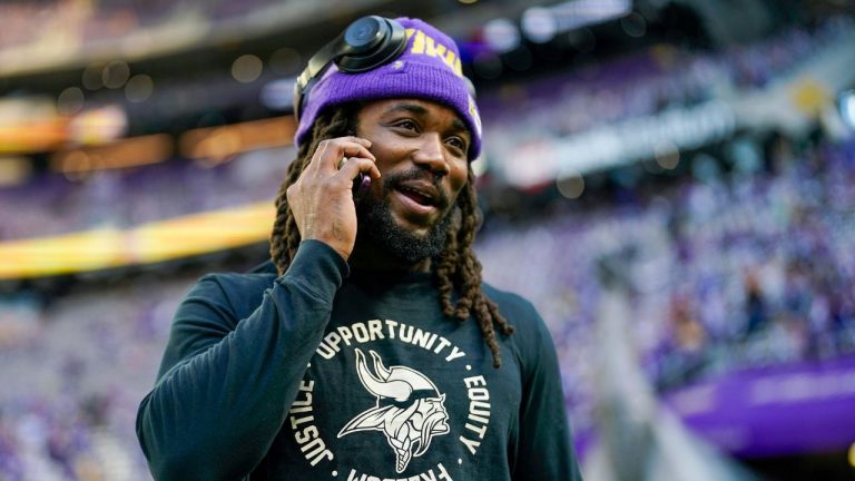 Former Minnesota Vikings Dalvin Cook is seen before an NFL wild card football game against the New York Giants Sunday, Jan. 15, 2023, in Minneapolis. (AP)