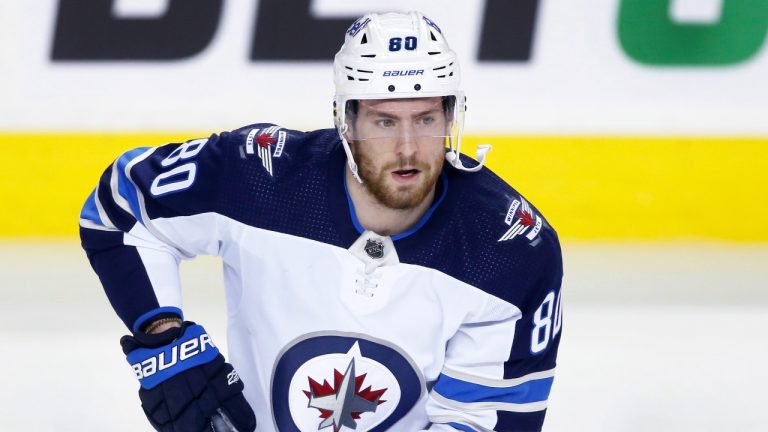 NHL profile photo on Winnipeg Jets player Pierre-Luc Dubois at a game against the Calgary Flames. (Larry MacDougal/CP)