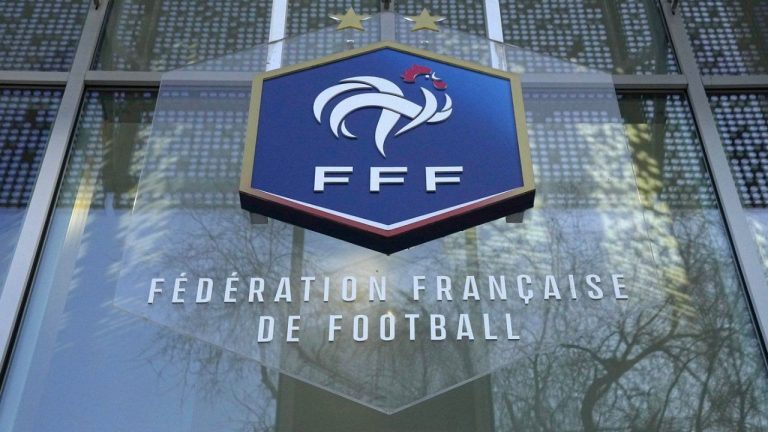 The logo of the French soccer federation (FFF), is pictured at the federation headquarters, Wednesday, Jan. 11, 2023 in Paris. France’s highest administrative jurisdiction said Thursday, June 29, 2023 the country's soccer federation is entitled to ban headscarves in matches. (Michel Euler/AP Photo)