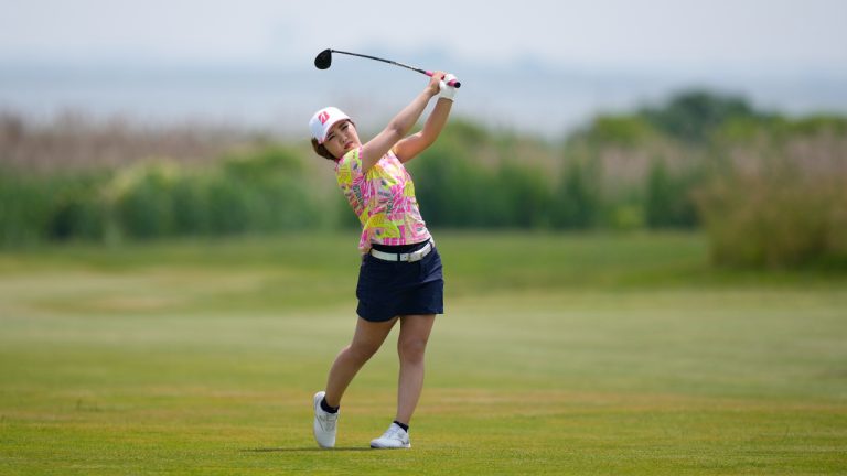 Ayaka Furue, of Japan, plays during the final round of the ShopRite LPGA Classic golf tournament, Sunday, June 11, 2023, in Galloway, N.J. (Matt Slocum/AP)