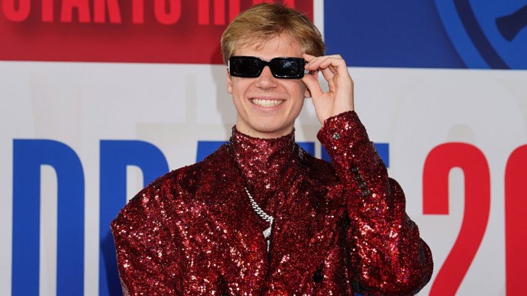 Gradey Dick arrives at Barclays Center before the NBA basketball draft Thursday, June 22, 2023, in New York. (AP)