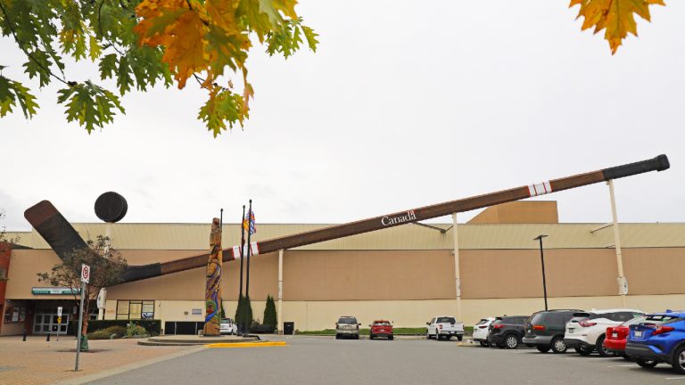 The world's largest hockey stick is seen at Cowichan Arena in Duncan, B.C. (CP/HO-Cowichan Valley Regional District)