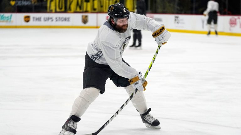 Phil Kessel takes part in drills during an NHL hockey team practice. (Abbie Parr/AP)