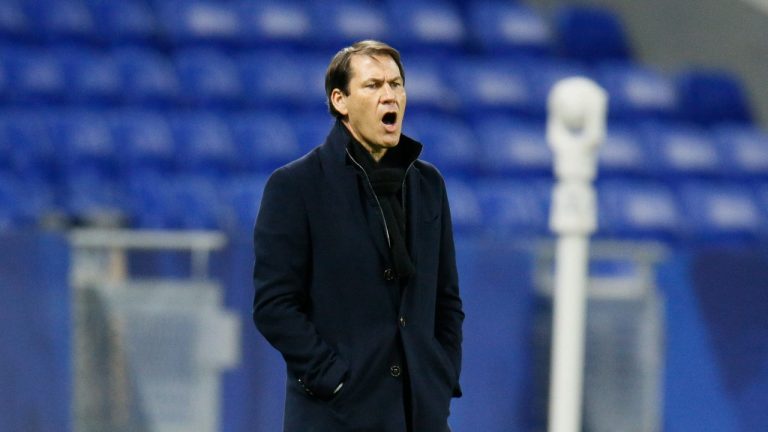 Olympique Lyonnais' coach Rudi Garcia during Ligue 1 Olympique Lyon vs FC Girondins de Bordeaux football match at Groupama Stadium in Lyon, France, January 29, 2021. Photo by Emmanuel Foudrot/ABACAPRESS.COM