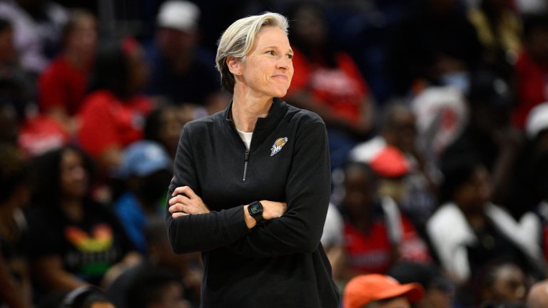 Mercury head coach Vanessa Nygaard looks on during a WNBA basketball game against the Washington Mystics, Friday, June 16, 2023, in Washington. (Nick Wass/AP)