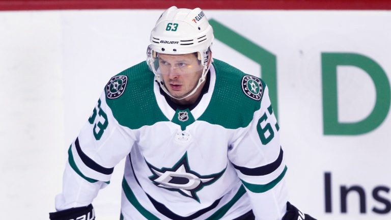 NHL profile photo on Dallas Stars player Evgenii Dadonov, from Russia, at a game against the Calgary Flames in Calgary, Alta., on March 18, 2023. Larry MacDougal/THE CANADIAN PRESS IMAGES