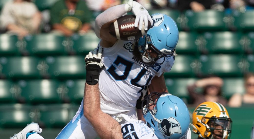 Ouellette scores three touchdowns as Argonauts pound Elks