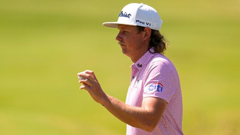 Cameron Smith waves after his putt on the eighth hole during the final round of the U.S. Open golf tournament at Los Angeles Country Club on Sunday, June 18, 2023, in Los Angeles. (George Walker IV/AP)