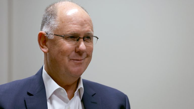 WTA Chairman and CEO Steve Simon sits for an interview during the WTA Finals tennis tournament in Fort Worth, Texas, Tuesday, Nov. 1, 2022. (Tim Heitman/AP)