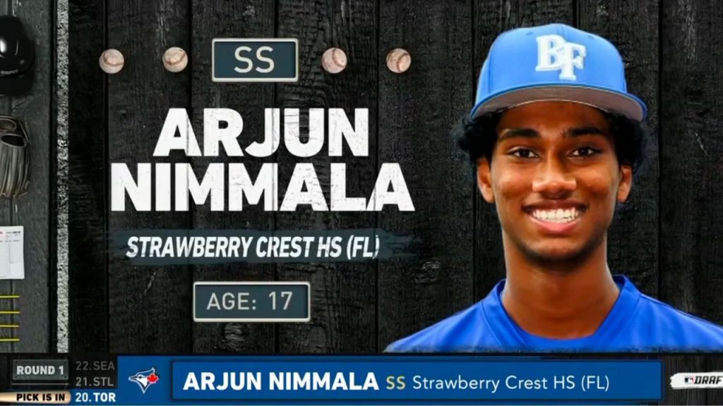 Blue Jays draft Strawberry Crest's Arjun Nimmala with No. 20 overall  selection