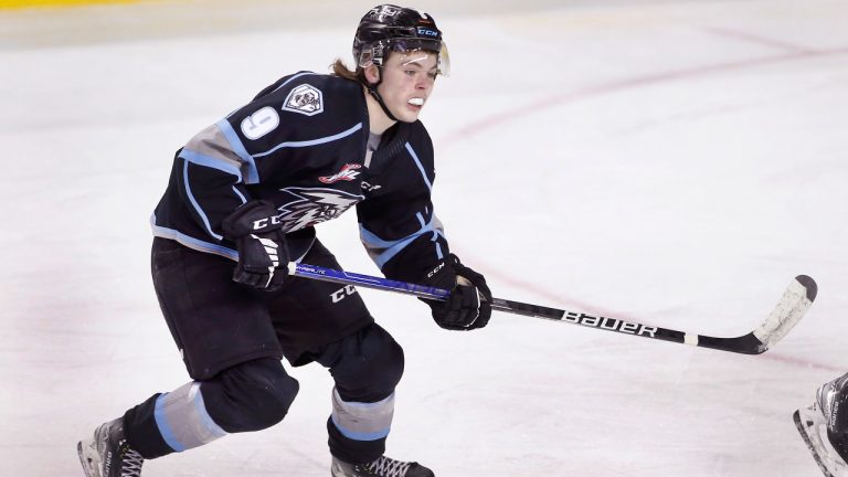 Profile photo on Winnipeg Ice player Zach Benson during WHL (Western Hockey League) hockey action against the Calgary Hitmen in Calgary, Alta., on Jan. 29, 2023. (Larry MacDougal/CP)