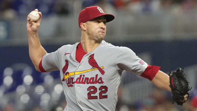 St. Louis Cardinals starting pitcher Jack Flaherty (22) aims a pitch during a baseball game against the Miami Marlins, Thursday, July 6, 2023, in Miami. (Marta Lavandier/AP)