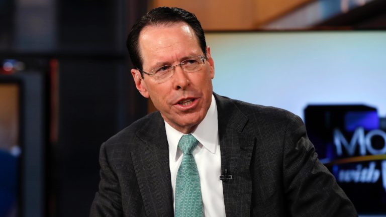 Former AT&T Chairman & CEO Randall Stephenson is interviewed by Maria Bartiromo during her "Mornings with Maria Bartiromo" program on the Fox Business Network, in New York.(Richard Drew/AP)