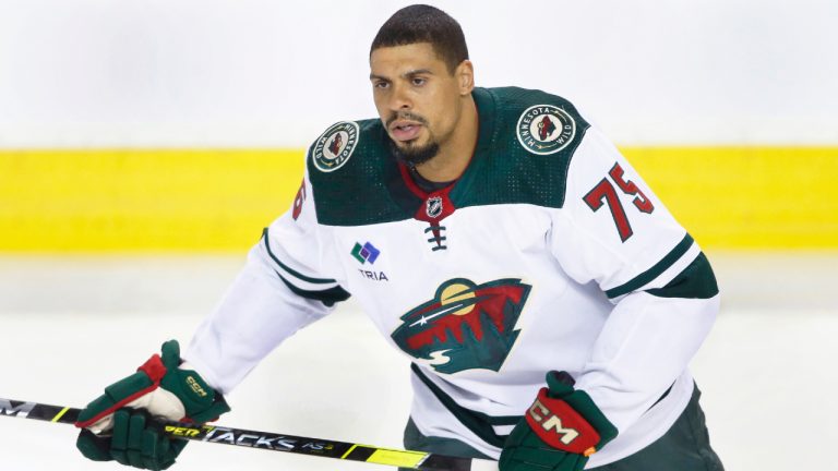 NHL profile photo on Minnesota Wild player Ryan Reaves at a game against the Calgary Flames in Calgary, Alta., on March 4, 2023. (Larry MacDougal/CP)