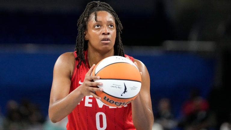 Indiana Fever's Kelsey Mitchell eyes a free throw during a WNBA basketball game against the Chicago Sky Thursday, June 15, 2023, in Chicago. (Charles Rex Arbogast/AP)