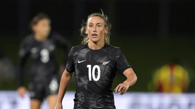 New Zealand's Annalie Longo during the New Zealand and Vietnam warm up match ahead of the women's World Cup. (John Cowpland/AP)