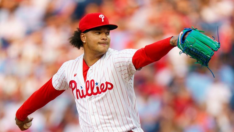 Philadelphia Phillies starting pitcher Taijuan Walker in action during the baseball game against the Baltimore Orioles, Tuesday, July 25, 2023, in Philadelphia. The Phillies won 4-3. (Chris Szagola/AP Photo)