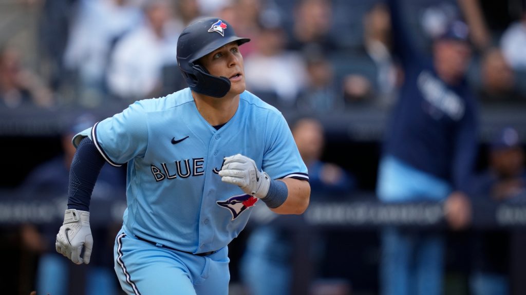 Daulton Varsho knocks in a career-high five runs to lead Jays