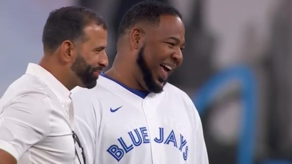 Jose Bautista traded the shirt off his back for a fan's Messi jersey