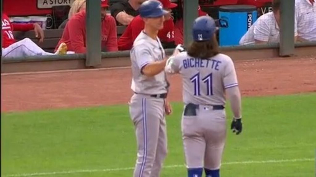 Chicago, United States. 22nd June, 2022. Toronto Blue Jays Bo Bichette puts  on the HR Squad Jacket after his grand slam home run against the Chicago  White Sox during the fourth inning