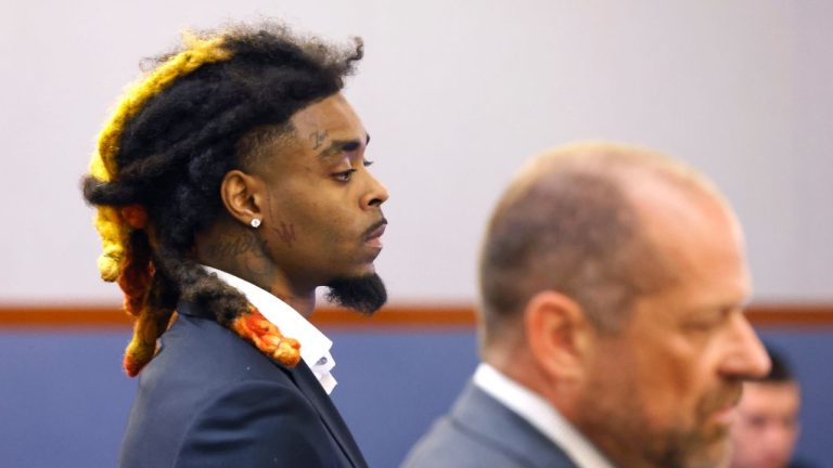 Former NFL cornerback Damon Arnette appears in court for his arraignment at the Regional Justice Center, May 24, 2023, in Las Vegas. (Bizuayehu Tesfaye/Las Vegas Review-Journal via AP)