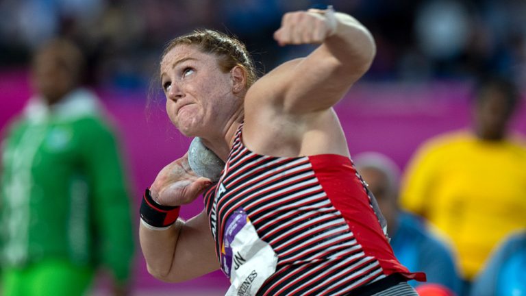 Sarah Mitton from from Brooklyn, N.S., is seen here at the Commonwealth Games in in 2022. (CP)