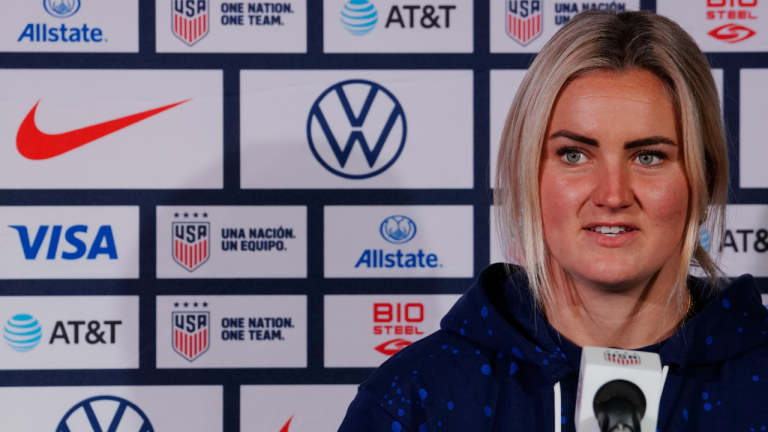 United States' Lindsey Horan speaks to the media during a FIFA Women's World Cup press conference in Auckland, New Zealand, Thursday, Aug. 3, 2023. (AP)