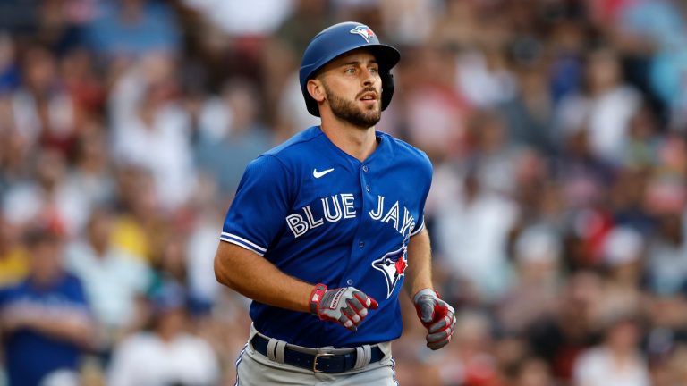 Former Toronto Blue Jays Paul DeJong plays against the Boston Red Sox during the ninth inning of a baseball game, Saturday, Aug. 5, 2023, in Boston. (Michael Dwyer/AP) 