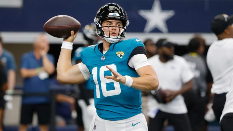 Jacksonville Jaguars quarterback Nathan Rourke (18). (Michael Ainsworth/AP)