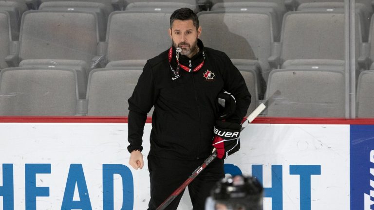 Team Canada World Junior Head Coach Dennis Williams watches practice during the Canadian World Junior Hockey Championships selection camp in Moncton, N.B., Friday, December 9, 2022. (Ron Ward/CP)